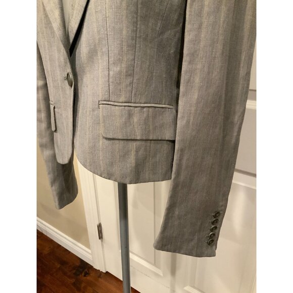 Yigal Azrouel Gray Pinstriped Blazer W/ Notched Collar, Size 6 (US) - Picture 3 of 9